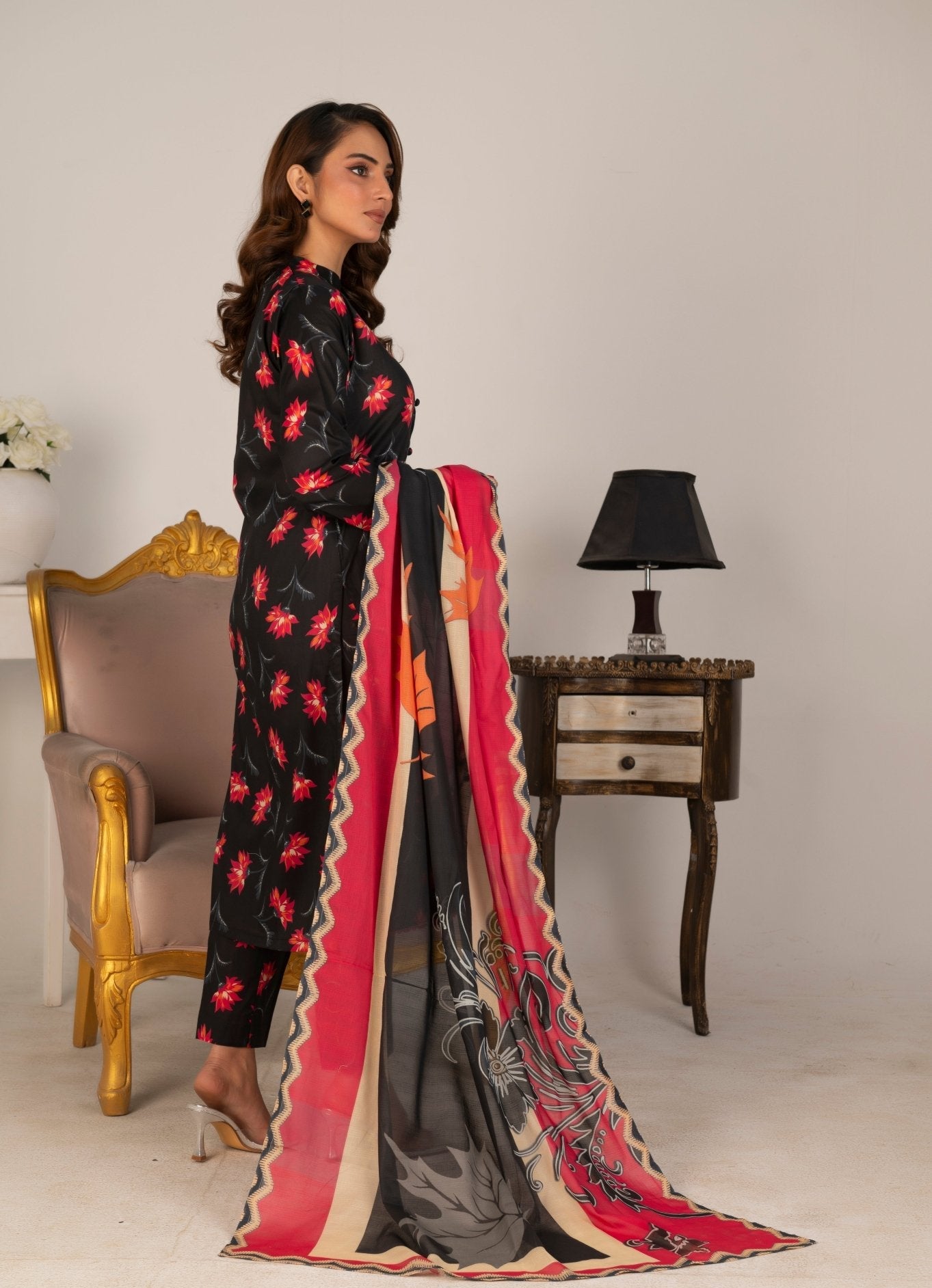 SCARLET BOOM - 3 PCS LAWN - Diva Clothings