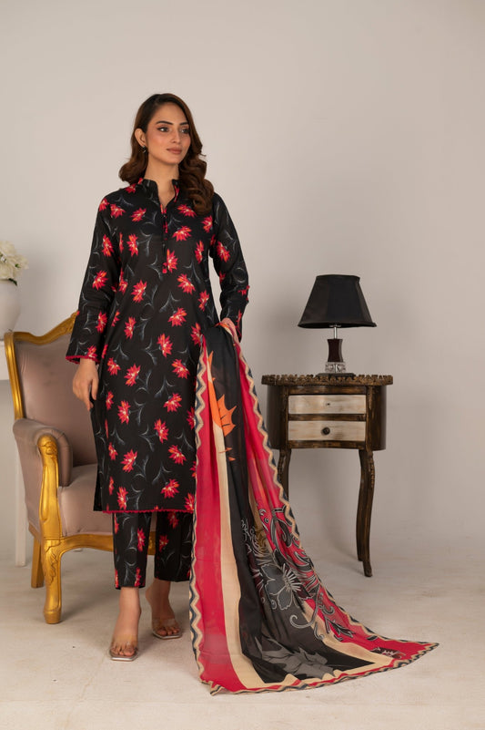 SCARLET BOOM - 3 PCS LAWN - Diva Clothings