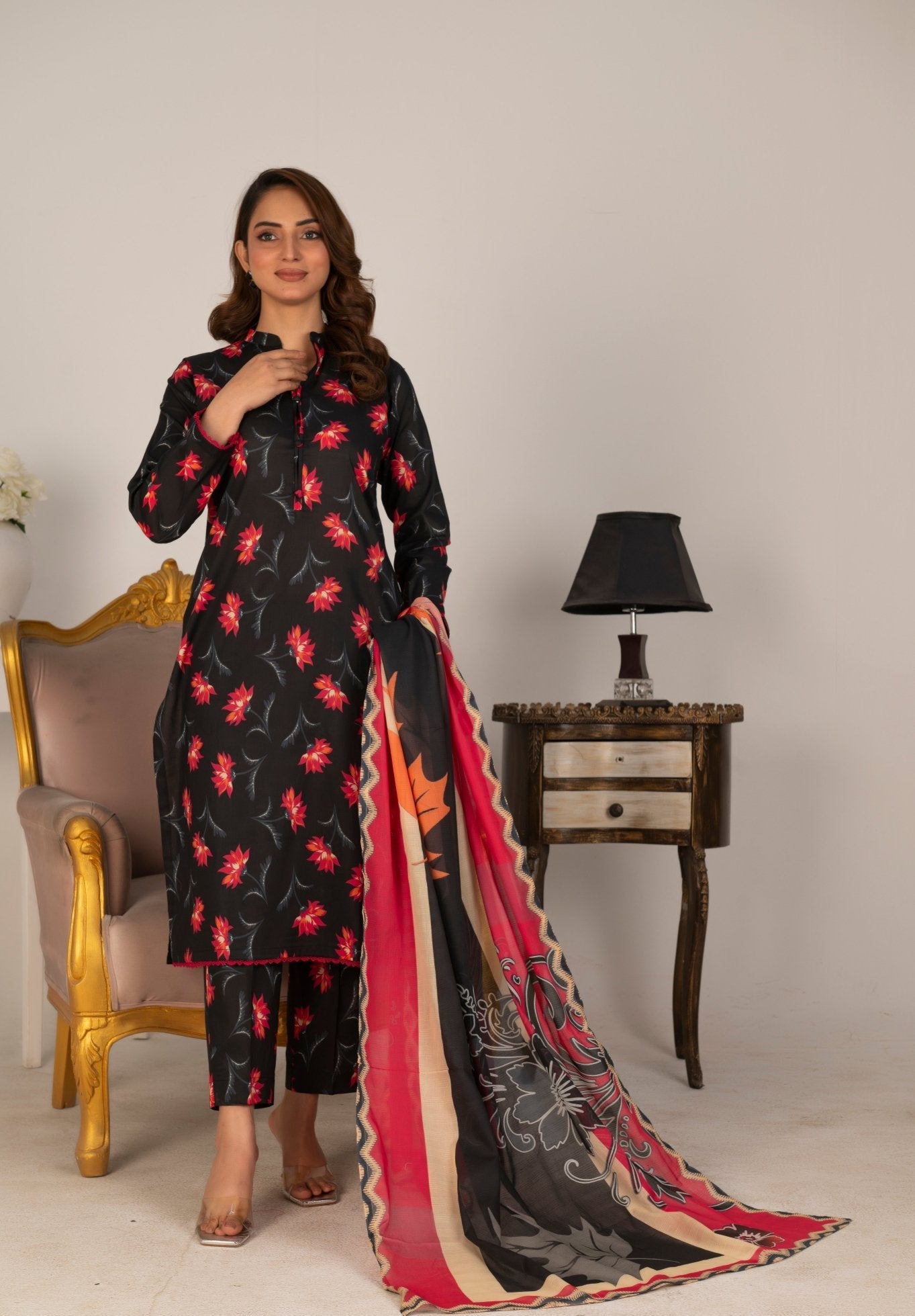 SCARLET BOOM - 3 PCS LAWN - Diva Clothings